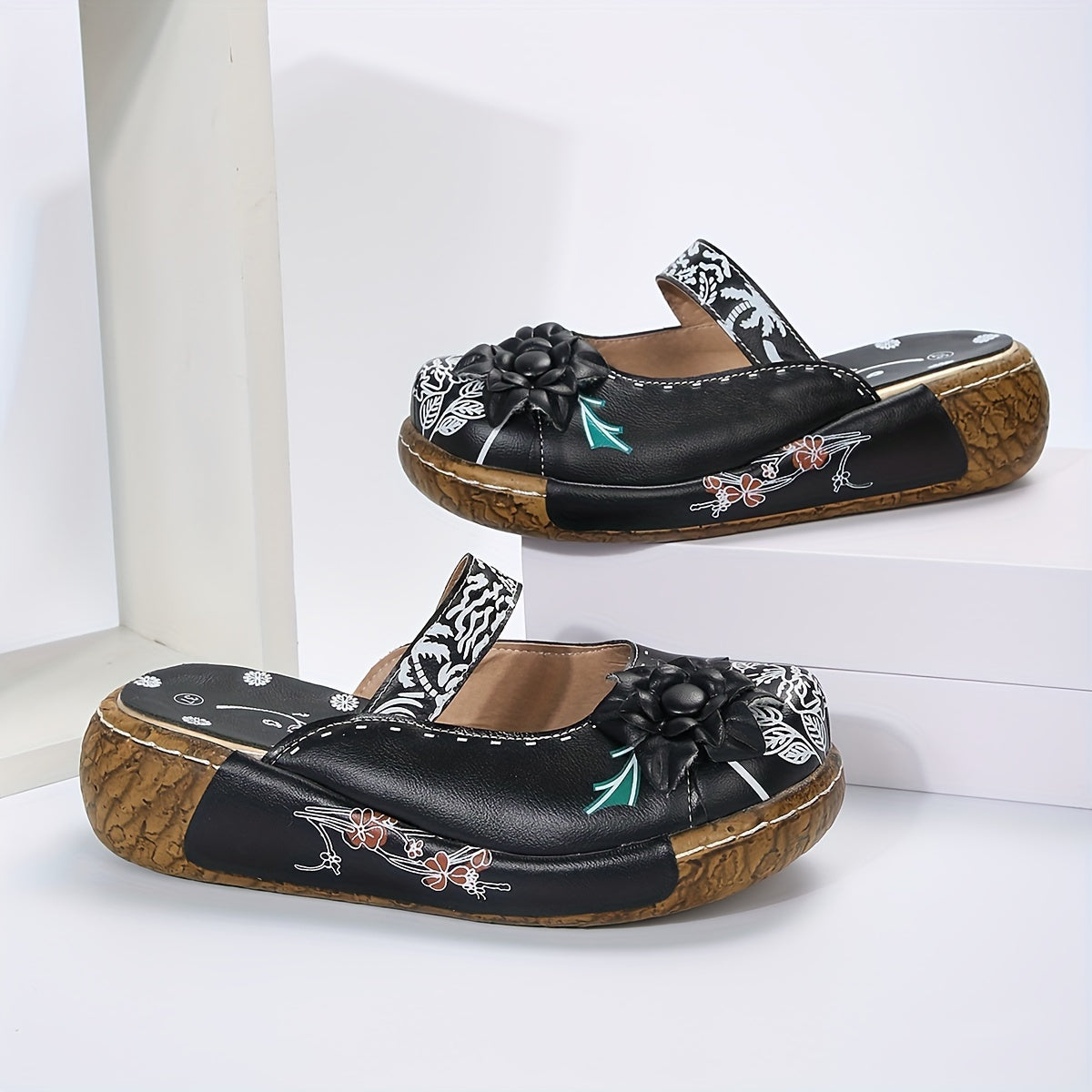 Women's Hawaiian Style Slip-On Sandals & Slippers - Floral Pattern PU Cover Flat Sole Comfortable Casual Shoes for Beach, Summer, All-Season Wear, Beach Shoes, Leisure Footwear, Durable Traction Footwear